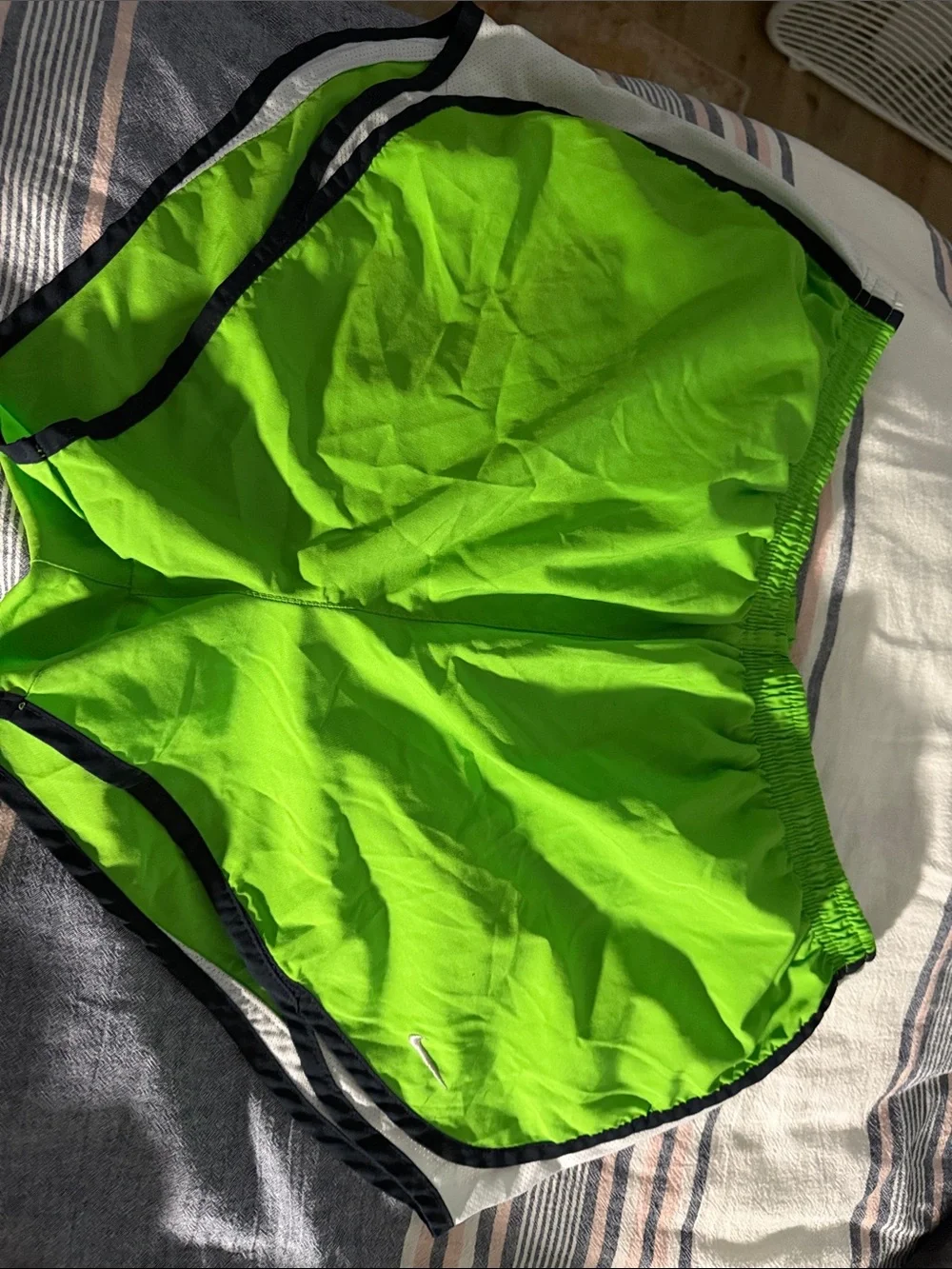 Nike Women's Bright Lime Athletic Shorts with Black Trim